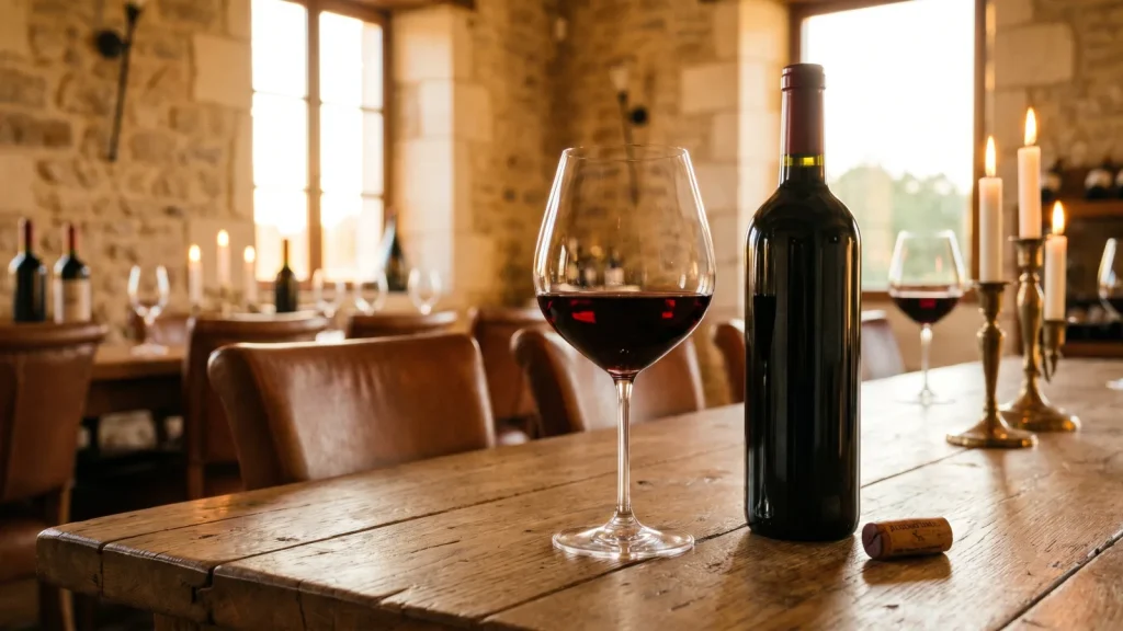 Verre de vin rouge sur une table