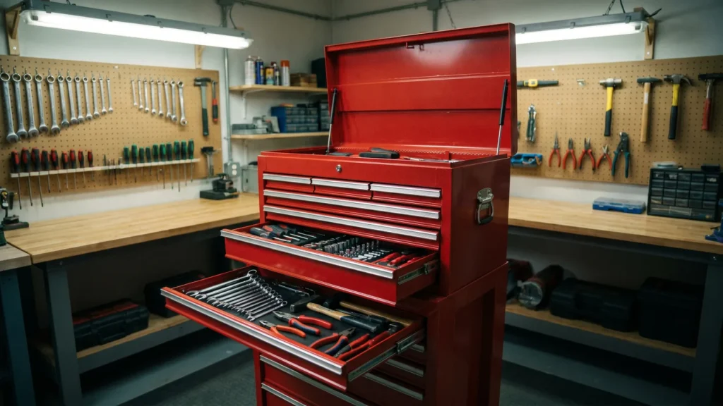 Servante d atelier remplie d outils
