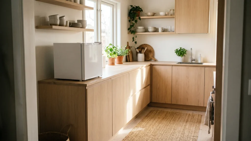Mini congélateur dans une cuisine moderne