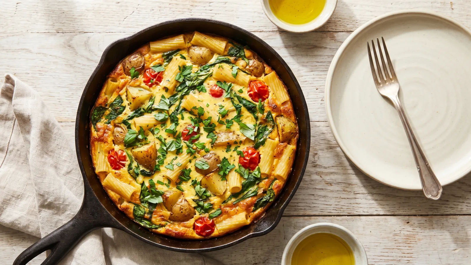 Frittata dorée aux restes de légumes et de pâtes, recette anti-gaspi